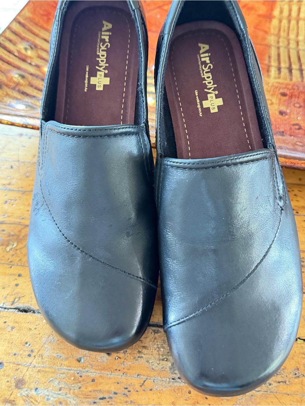 Air Supply Plus Black Genuine Leather Slip On Loafers. Sz 9.5 W. - Picture 6 of 9